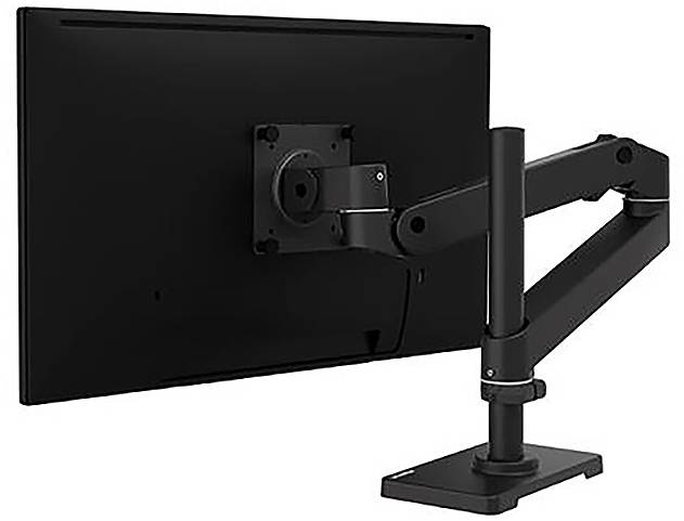 Monitor na regulowanym ramieniu jest widoczny od tyłu. Ramię umożliwia elastyczne ustawienie i zmianę wysokości ekranu.