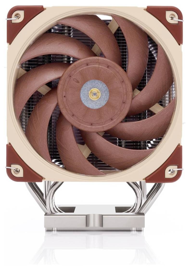 Wentylator z brązowymi skrzydłami i beżowym mocowaniem, odpowiedni do obudów komputerowych, przeznaczony do poprawy chłodzenia i redukcji hałasu.