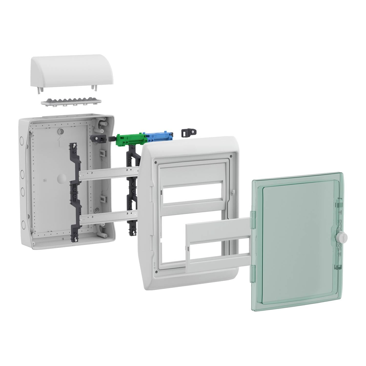 Schneider Electric 13433DE Mureva Вологостійкий розподільник поверхневого монтажу Кількість модулів = 24 Кількість рядів = 2 Вміст