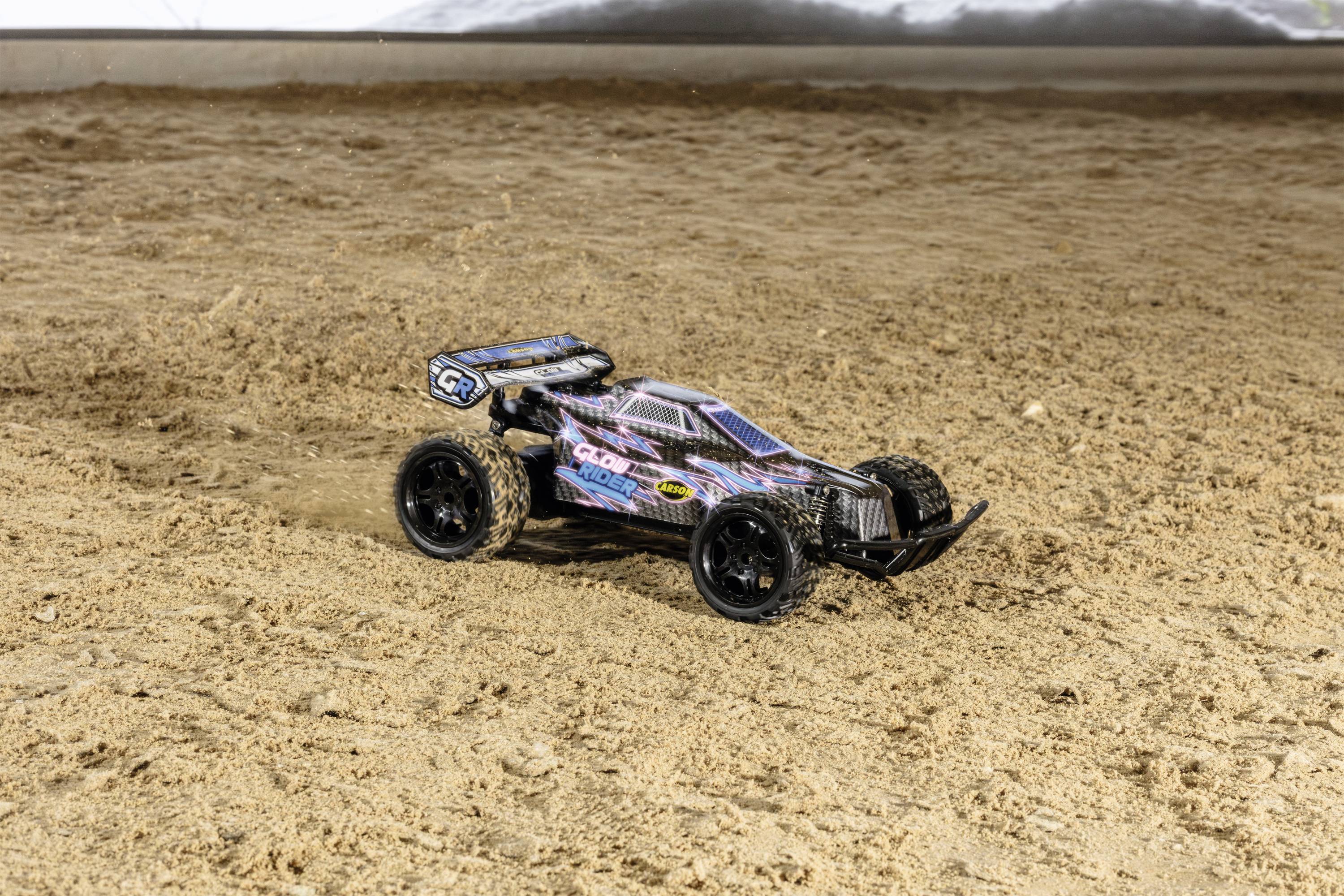 Carson Modellsport Glow Rider niebieski 1:12 Model samochodu RC Elektryczny Buggy 100% RtR 2,4 GHz zawiera akumulator, ł-5
