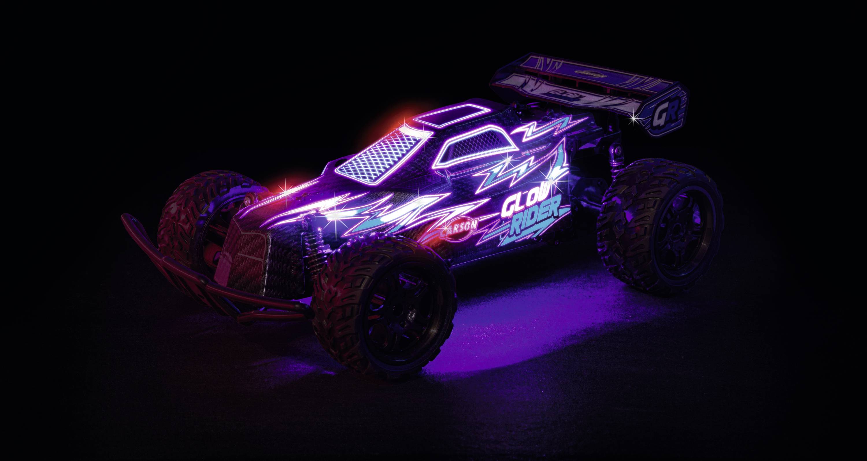 Carson Modellsport Glow Rider niebieski 1:12 Model samochodu RC Elektryczny Buggy 100% RtR 2,4 GHz zawiera akumulator, ł-8
