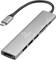 Smukły, srebrny hub USB-C z wieloma portami, w tym HDMI, USB-A i gniazda kart SD, oznaczony etykietą 'renkforce'.