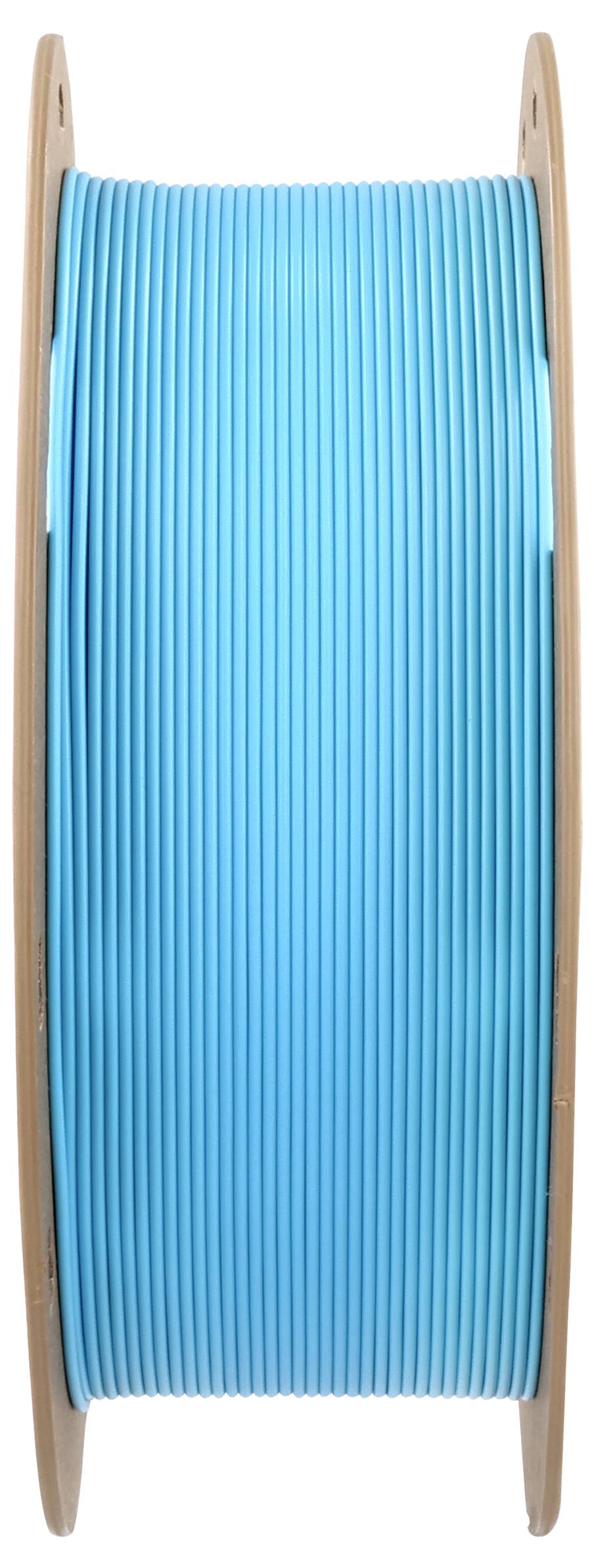 Szpula z turkusowym filamentem, pasująca do drukarek 3D, ułożona pionowo.