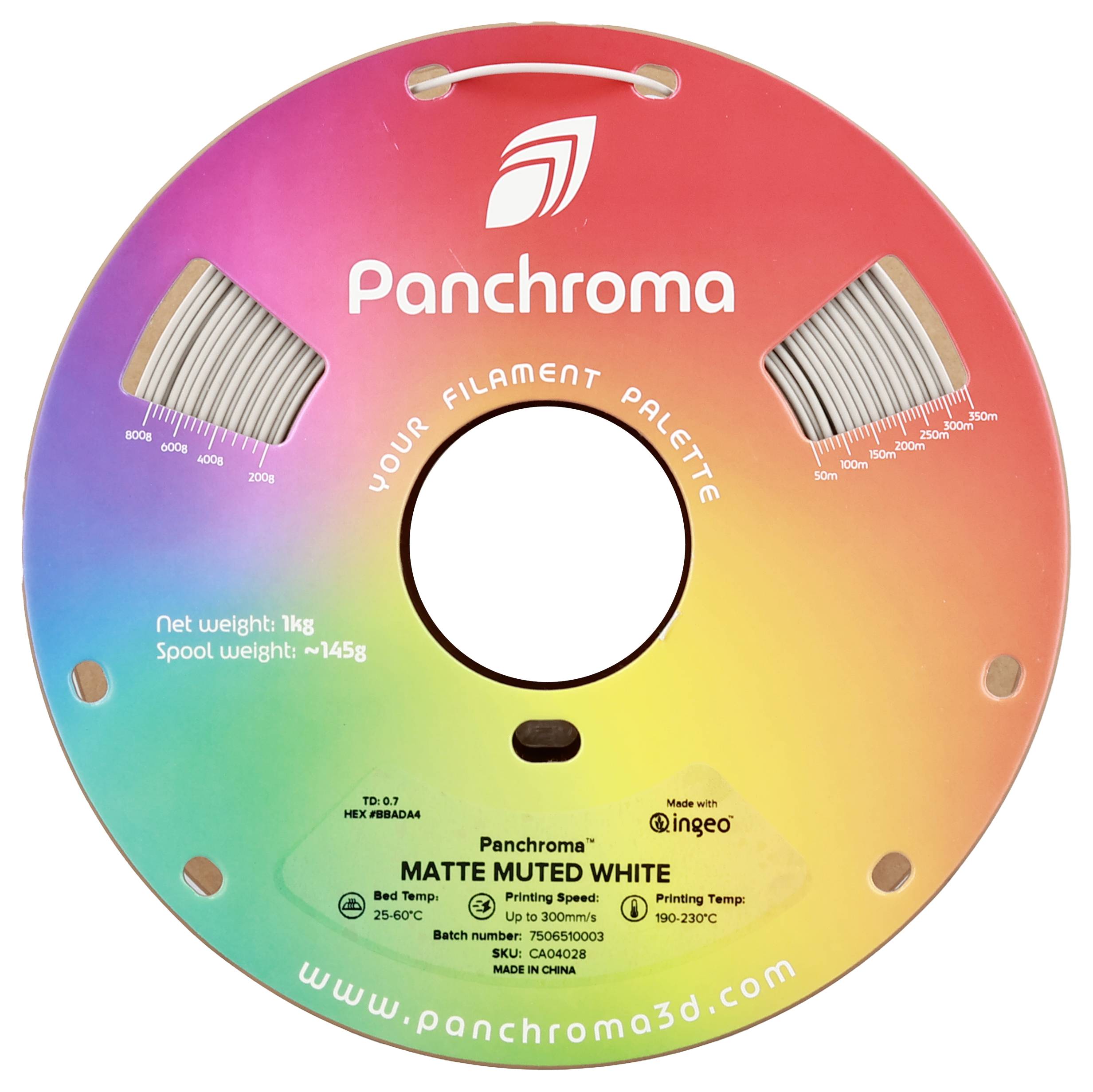 Матовий філамент Polymaker CA04028 Panchroma™ для 3D-принтерів PLA матовий, низької щільності 1,75 мм 1000 г Приглушений білий, бі