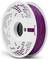 Rolka fioletowego filamentu z tworzywa sztucznego do drukarki 3D, pokazana z boku.
