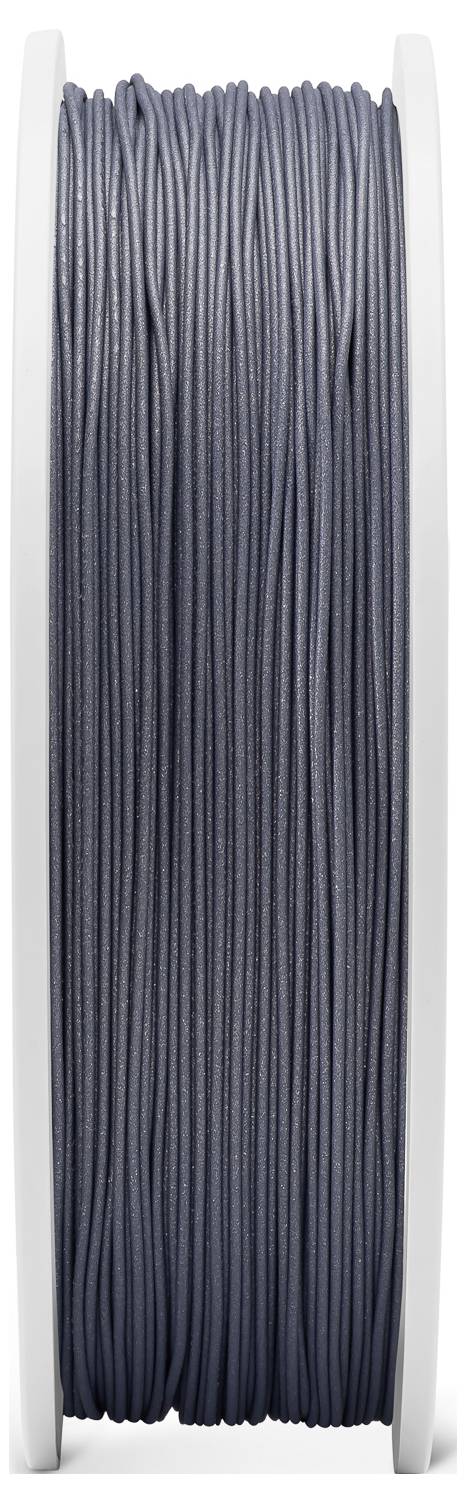 Rolka z szarym filamentem do drukarki 3D, starannie nawinięta między dwiema białymi tarczami. Odpowiednia do użytku w drukarkach 3D.