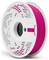 Biała szpulka z różowym filamentem do drukarki 3D.