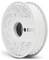 Biała plastikowa szpula filamentu do drukarki 3D, z bocznymi otworami ułatwiającymi rozwijanie. Odpowiednia do różnych drukarek 3D.