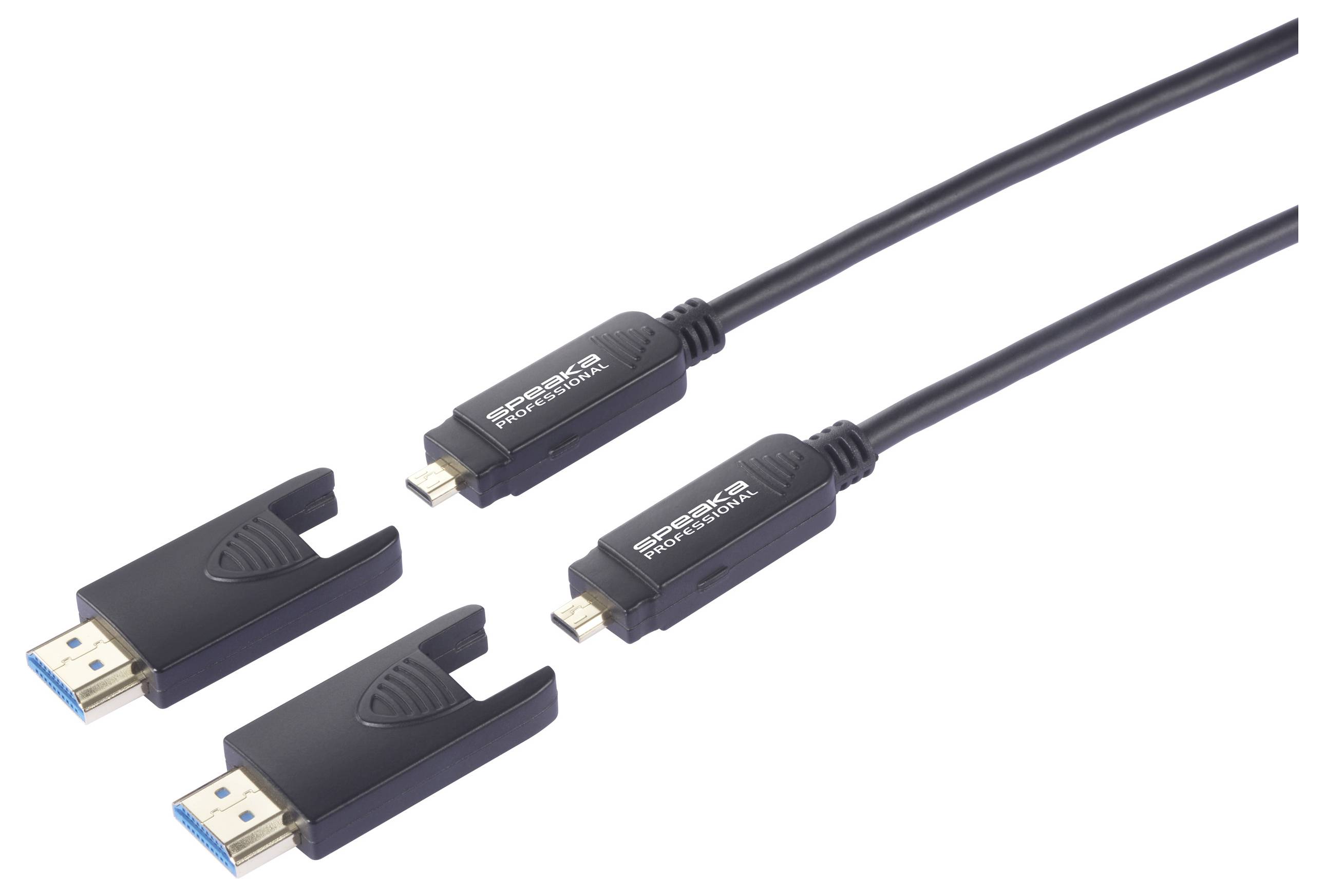 Кабель HDMI 2.1 SpeaKa Professional Micro HDMI D до HDMI-A Hybrid AOC зі знімним роз'ємом SP-13597800, HDMI-a + HDMI Micro-D до HD