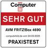 Naklejka testowa 'Computer Bild', Ocena: Bardzo dobry. Produkt: AVM FRITZ!Box 4690. Data testu: 24.03.2025.