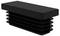 Prostokątny czarny zatyczka o ryflowanej powierzchni, prawdopodobnie przeznaczona do zakrywania otwartych końcówek rur lub otworów w meblach lub urządzeniach.