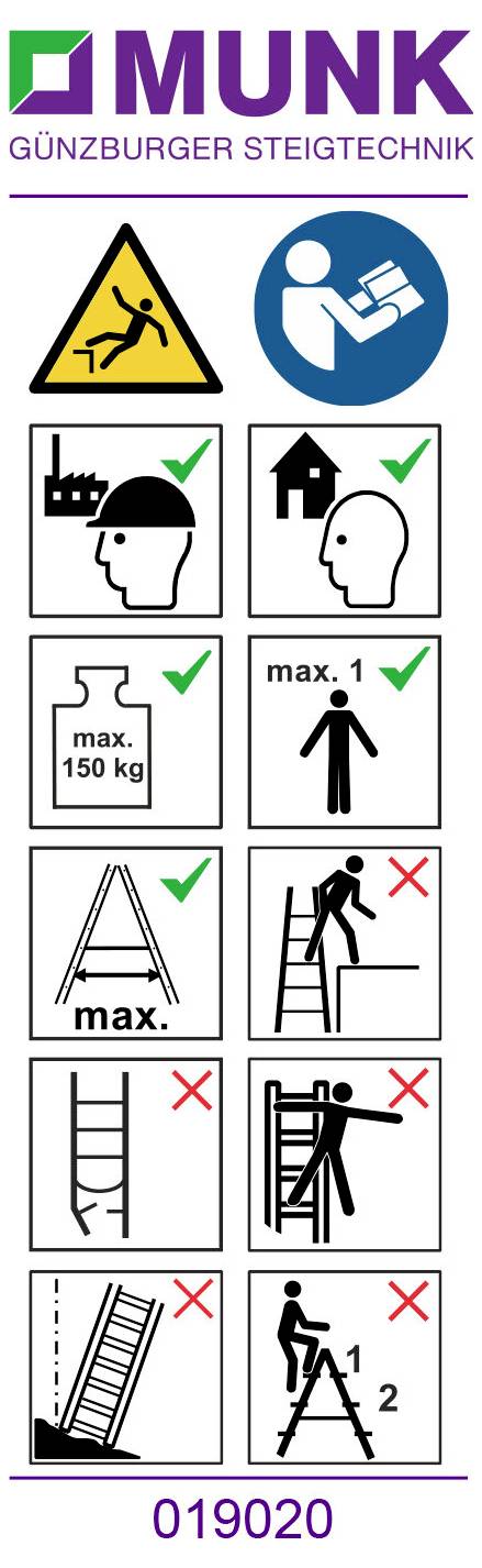 MUNK Günzburger Steigtechnik 019288 Наклейка Увага 20 шт.