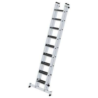 Srebrna aluminiowa drabina z sześcioma czarnymi stopniami, ustawiona pod kątem, ilustrująca możliwość jej użycia do dostępu do wyższych miejsc.