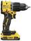 Żółto-czarny akumulatorowy wkrętak DeWalt XR. Akumulator 18V, 2,0 Ah, kompaktowy i bezprzewodowy.