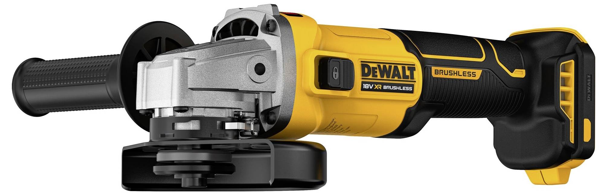 Żółto-czarna, bezprzewodowa szlifierka kątowa Makita z ergonomicznym uchwytem i regulowaną osłoną do różnych prac związanych z cięciem.