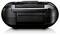 Czarny przenośny odtwarzacz CD z wbudowanymi głośnikami i uchwytem do przenoszenia na górnej części obudowy.