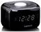 Czarny radiobudzik z wyświetlaczem LED, pokazujący godzinę '12:28'. Na górze znajdują się elementy sterujące i kratka głośnika. Marka: Lenco.