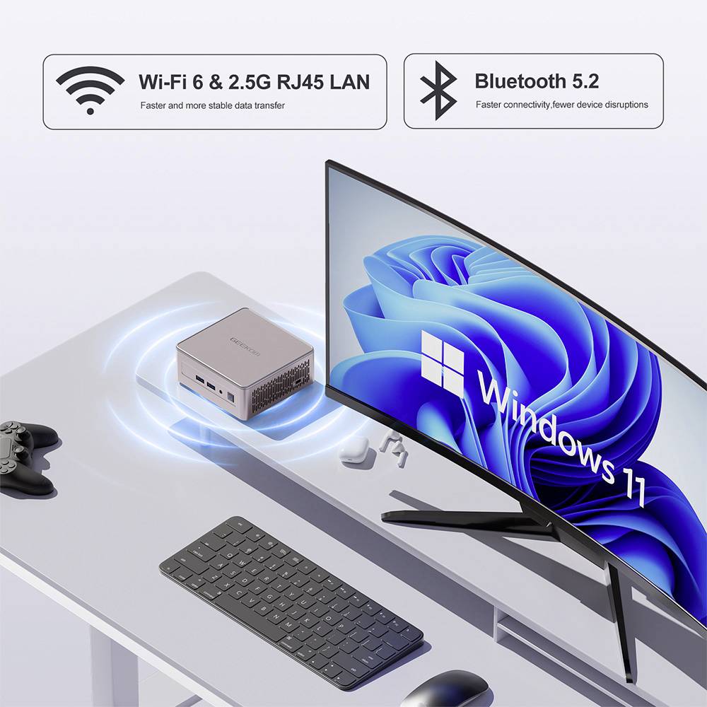 GEEKOM Mini-PC A5 AMD Ryzen 5 7430U 4.3 GHz 8 GB RAM 256 GB SSD AMD Radeon™ Graphics Win 11 Pro A5-R5-7