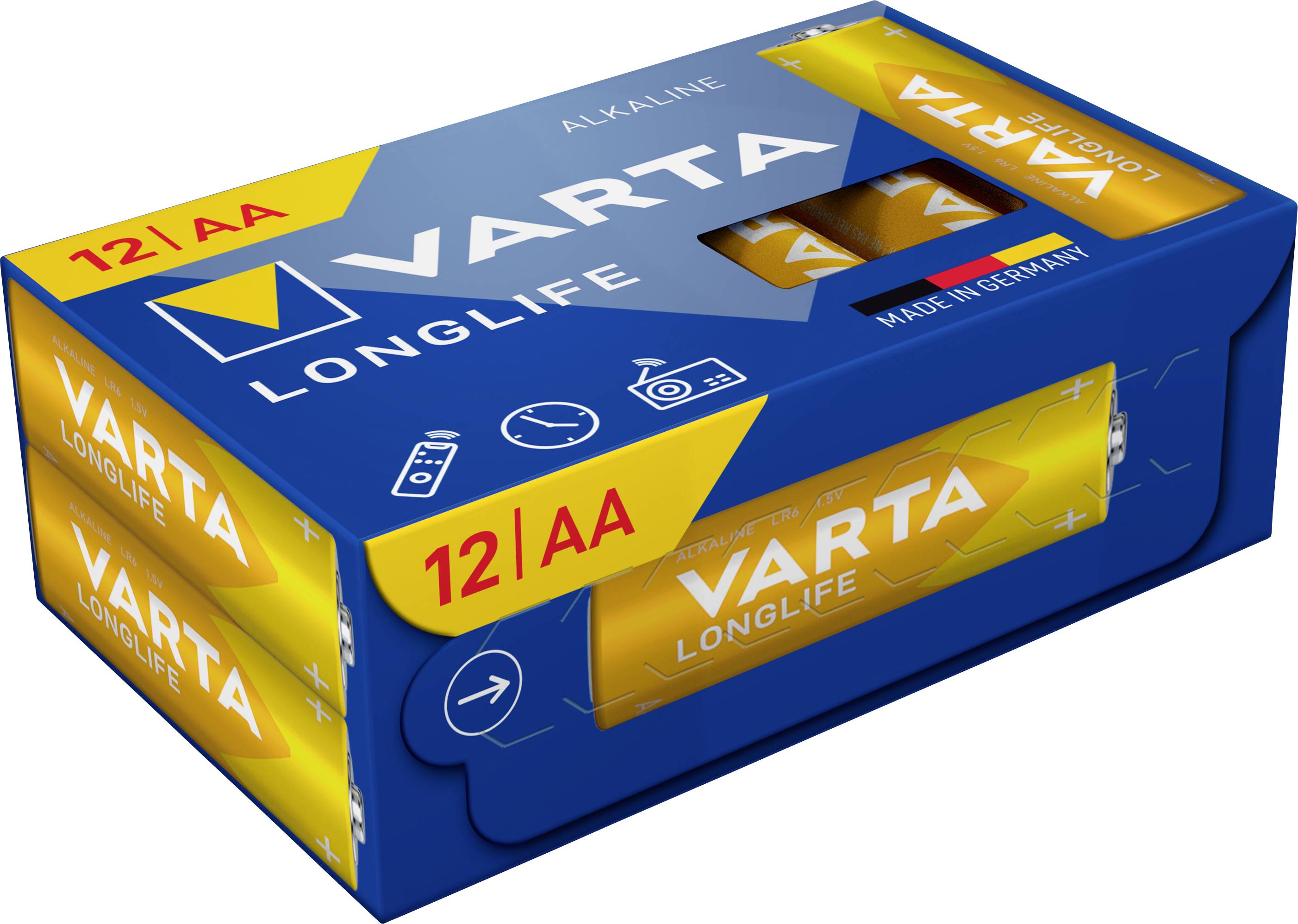 Батарейки Varta AA VARTA Longlife AA Cube Pack12 4106301132, 1,5 В, лужно-марганцеві, 12 шт.