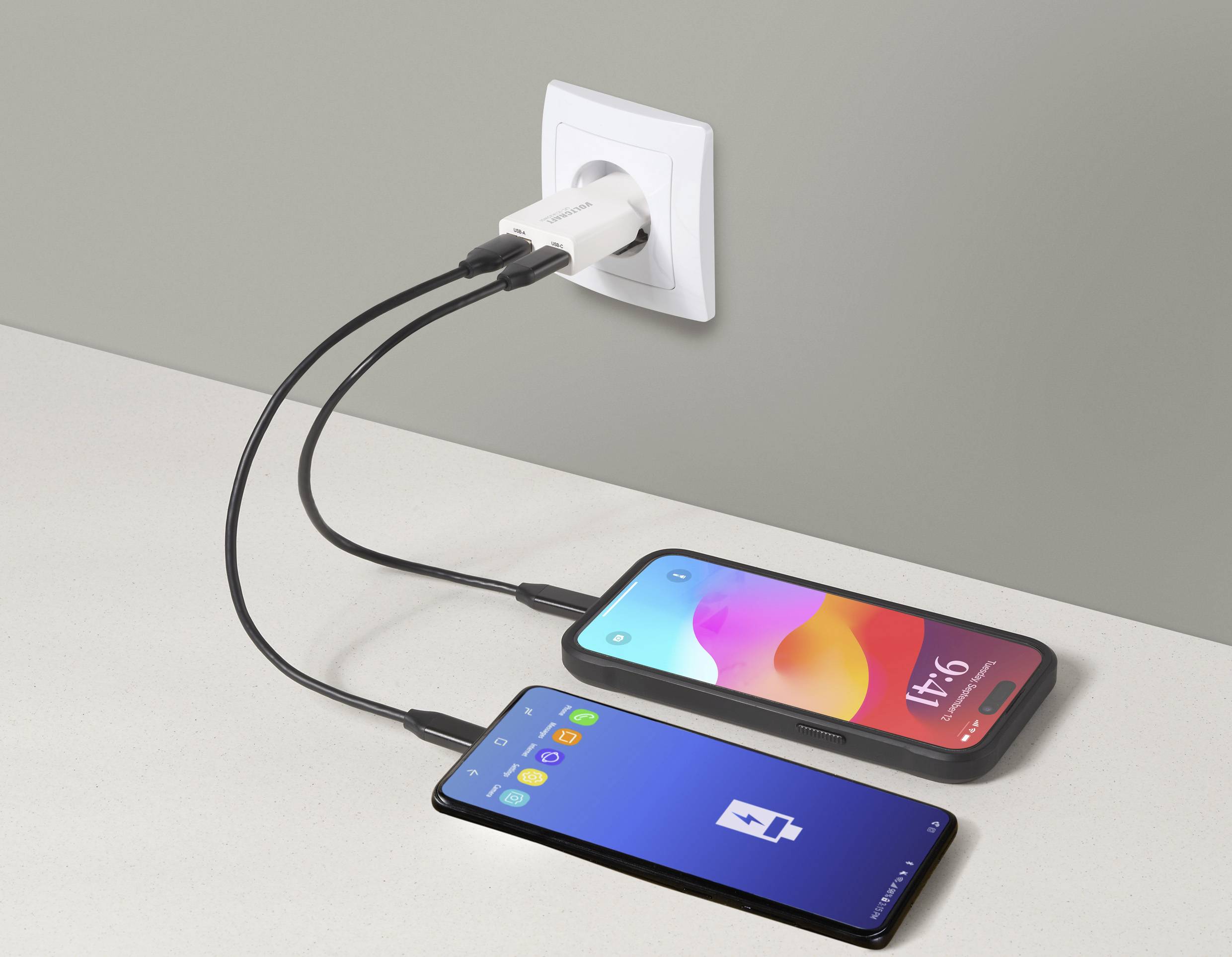 VOLTCRAFT UC-1C1A25W01 Ładowarka USB 25 W 1x USB-A, 1x USB-C® Fast Charge, Power Delivery 3.0 biały GaN-5