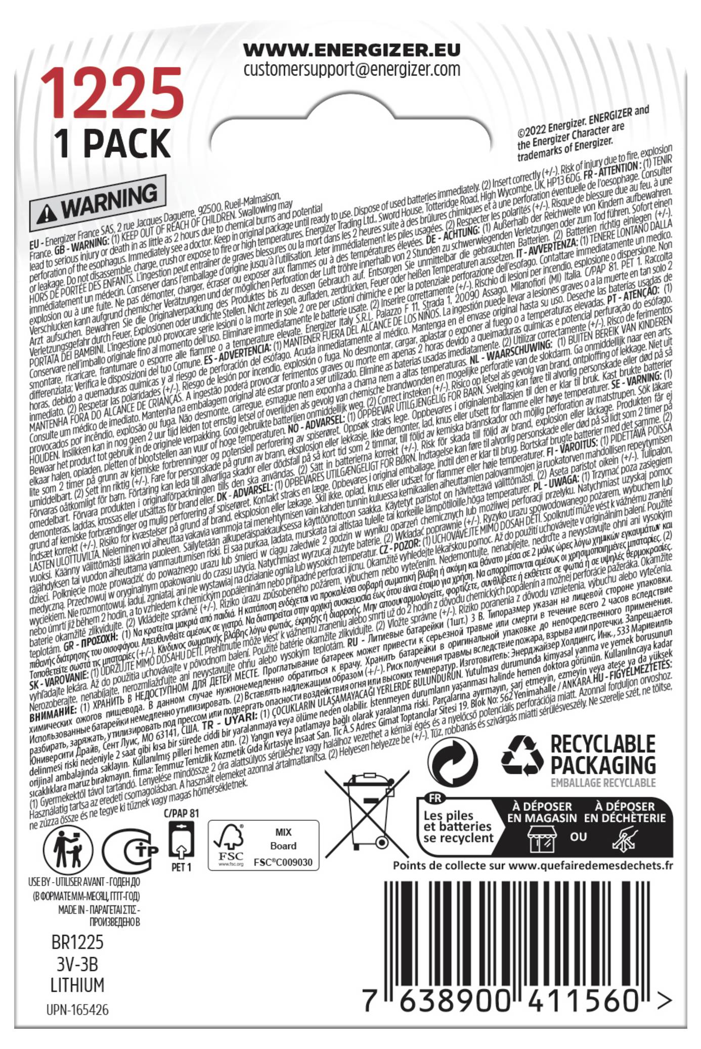 Ogniwo guzikowe CR 1225 Energizer 3 V 1 szt. litowe-1