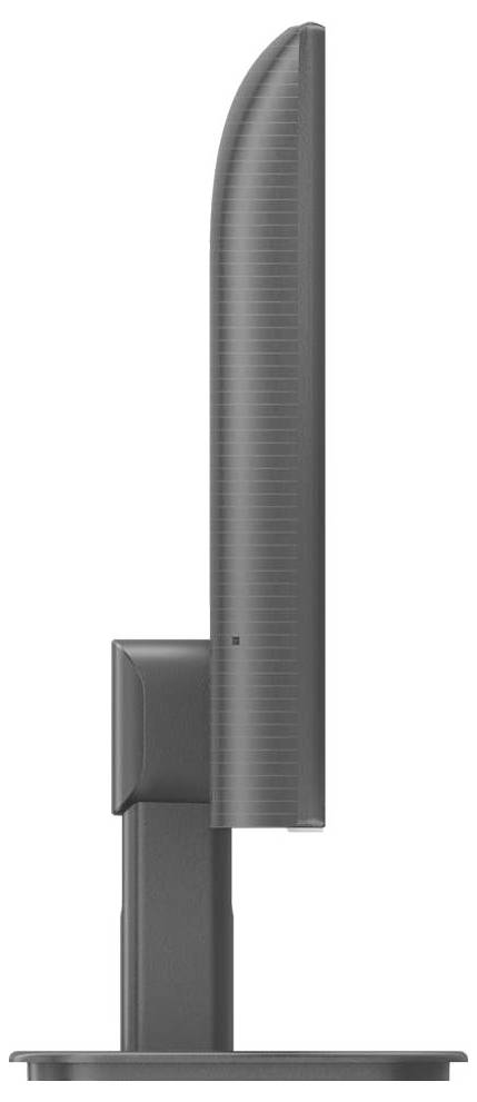 Płaski monitor ustawiony pionowo, widziany z boku.