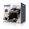 Frytownica powietrzna Domo DO545FR, w kolorze czarnym, z wyjmowaną misą i funkcją strefy chłodzącej. Opakowanie z ilustracjami i informacjami.
