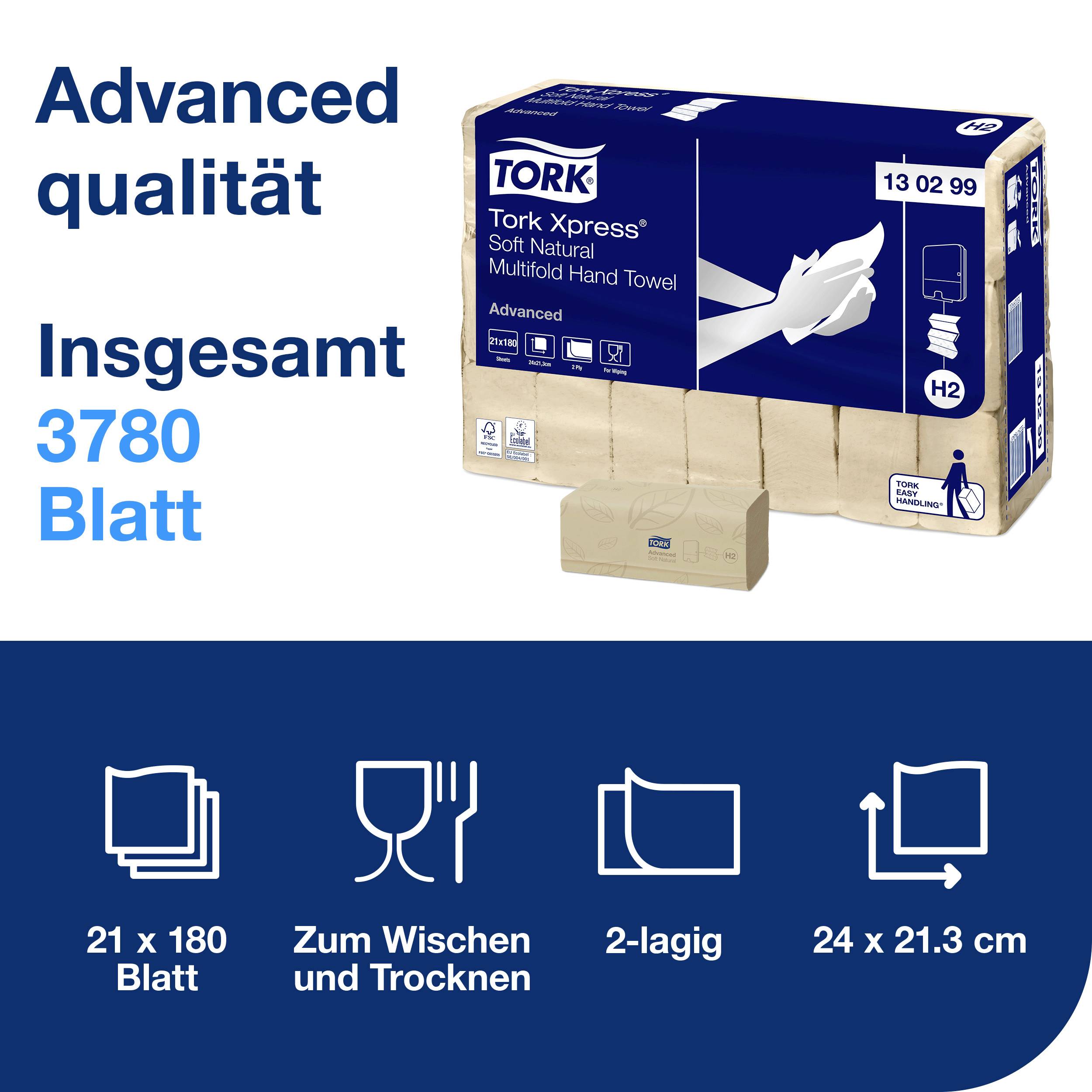 Паперові рушники TORK Xpress Multifold, білі, 21 шт.