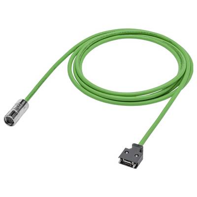 Zielona kabel połączeniowy z wtyczkami na obu końcach, przeznaczony do przemysłowych interfejsów sieciowych.