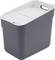 Szary kosz na śmieci z białą, podzieloną pokrywą i uchwytem do przenoszenia.