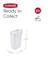 Biały kosz na śmieci o wymiarach: wysokość 55 cm, szerokość 25 cm, głębokość 37 cm, o pojemności 30 litrów. Z symbolem recyklingu i napisem 'Ready to Collect'.