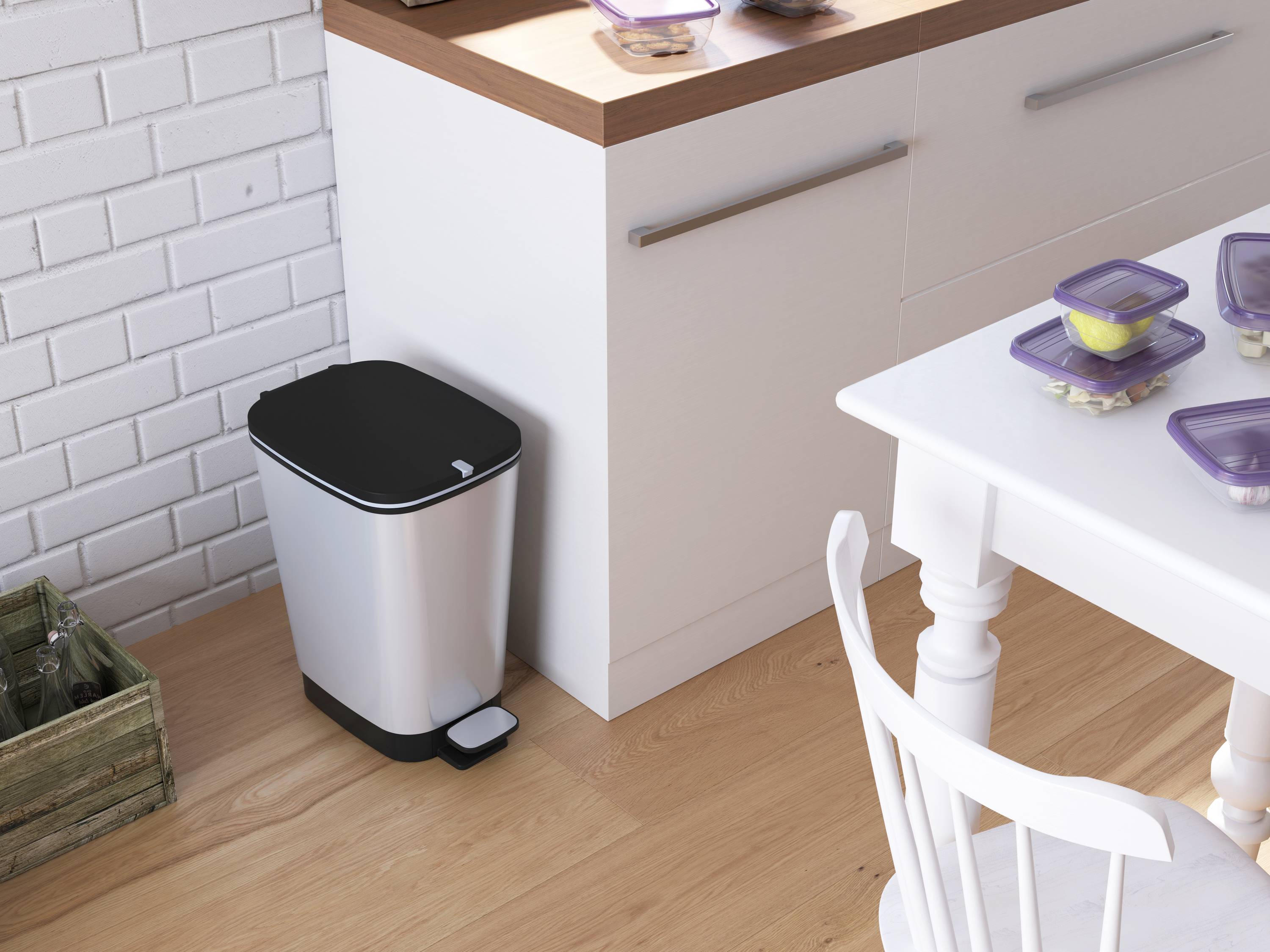 Curver CHIC BIN STYLE Abfallbehälter M [25L], срібло 237544 Відро для сміття пластикове срібло 1 шт.