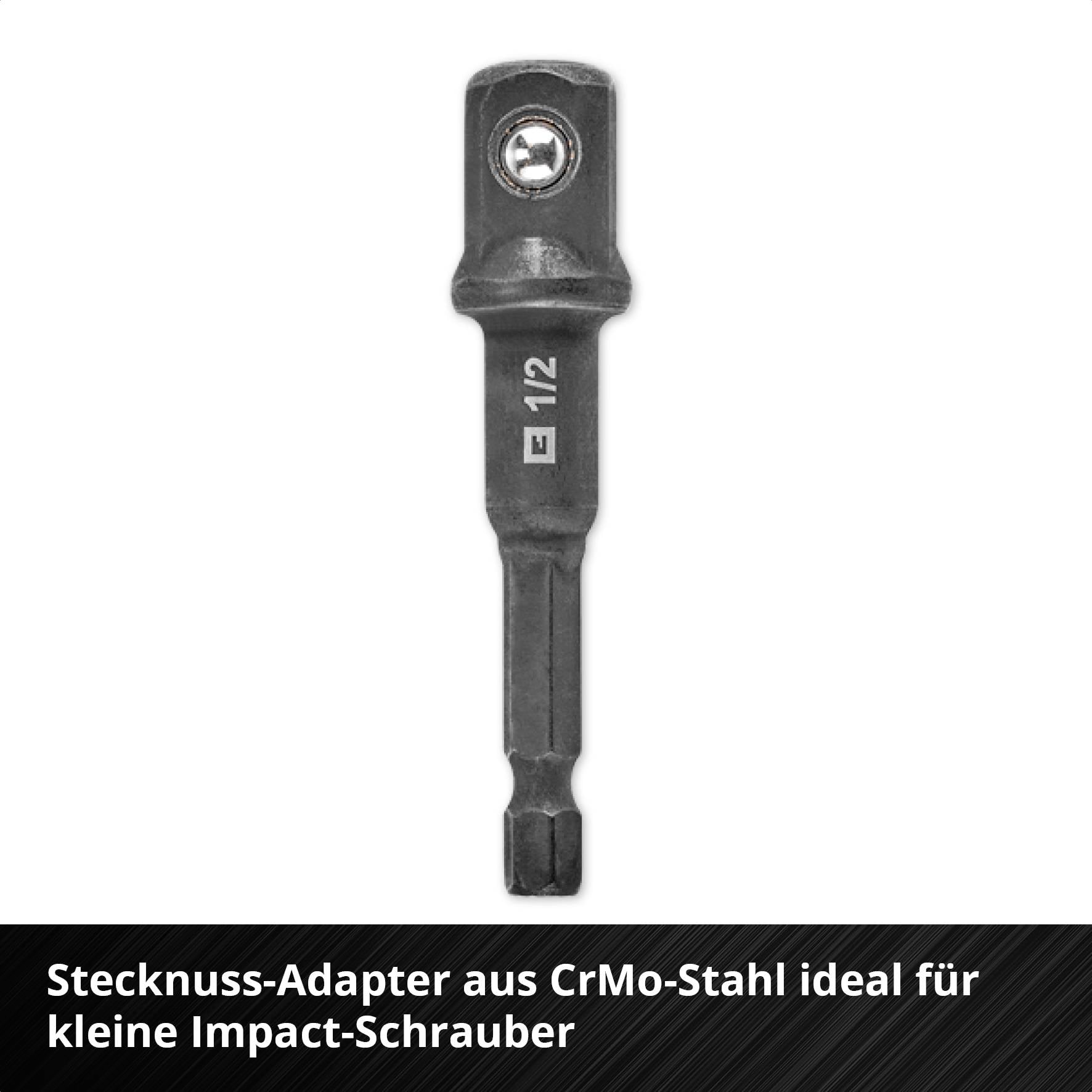 Adapter nasadki ze stali CrMo, przeznaczony do małych kluczy udarowych.