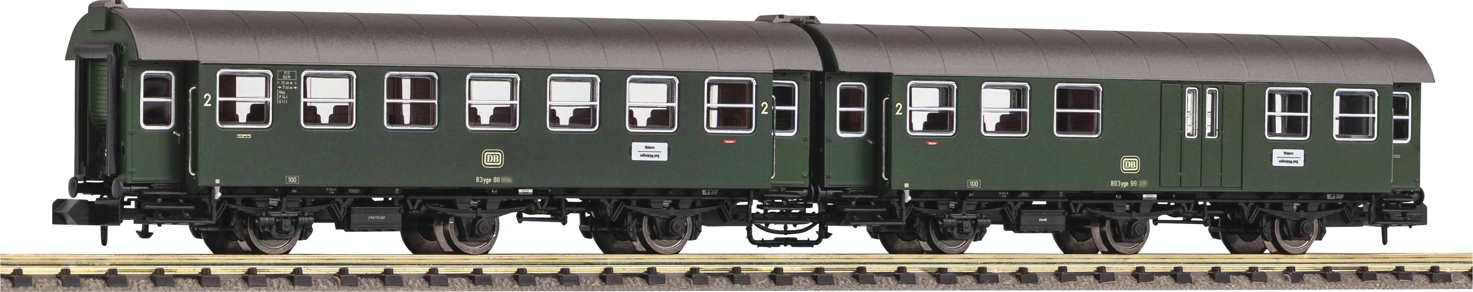 Комплект пасажирських вагонів Piko N 40765 N з 2 переобладнаних вагонів B3yg + BD3yg DB