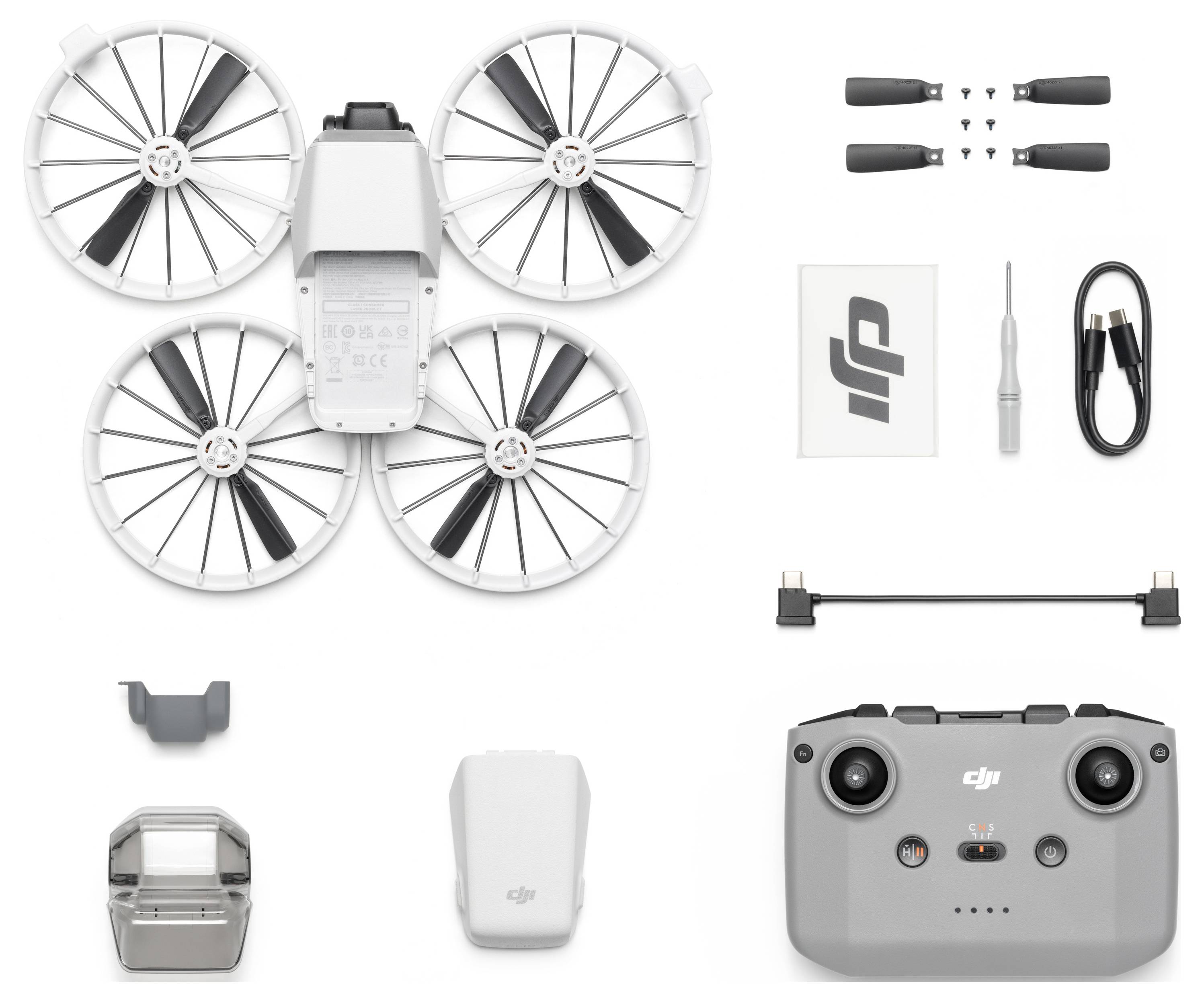 Квадрокоптер DJI Flip (DJI RC-N3) із камерою 100% RtR, що записує зображення, чорний, білий