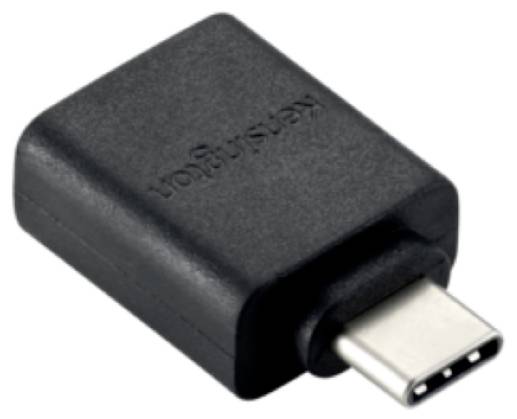 Czarny adapter USB-C firmy Kingston, kompaktowy w projekcie, umożliwia połączenie między różnymi urządzeniami.
