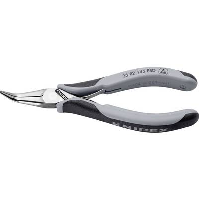 Szczypce precyzyjne 'KNIPEX' z antypoślizgowym uchwytem, zagięty czubek. Narzędzie wykonane ze stali nierdzewnej, produkowane w Niemczech.