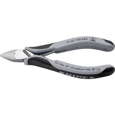 Obcinaczki boczne z czarną rękojeścią i napisem 'Knipex', przeznaczone do precyzyjnych prac cięcia.