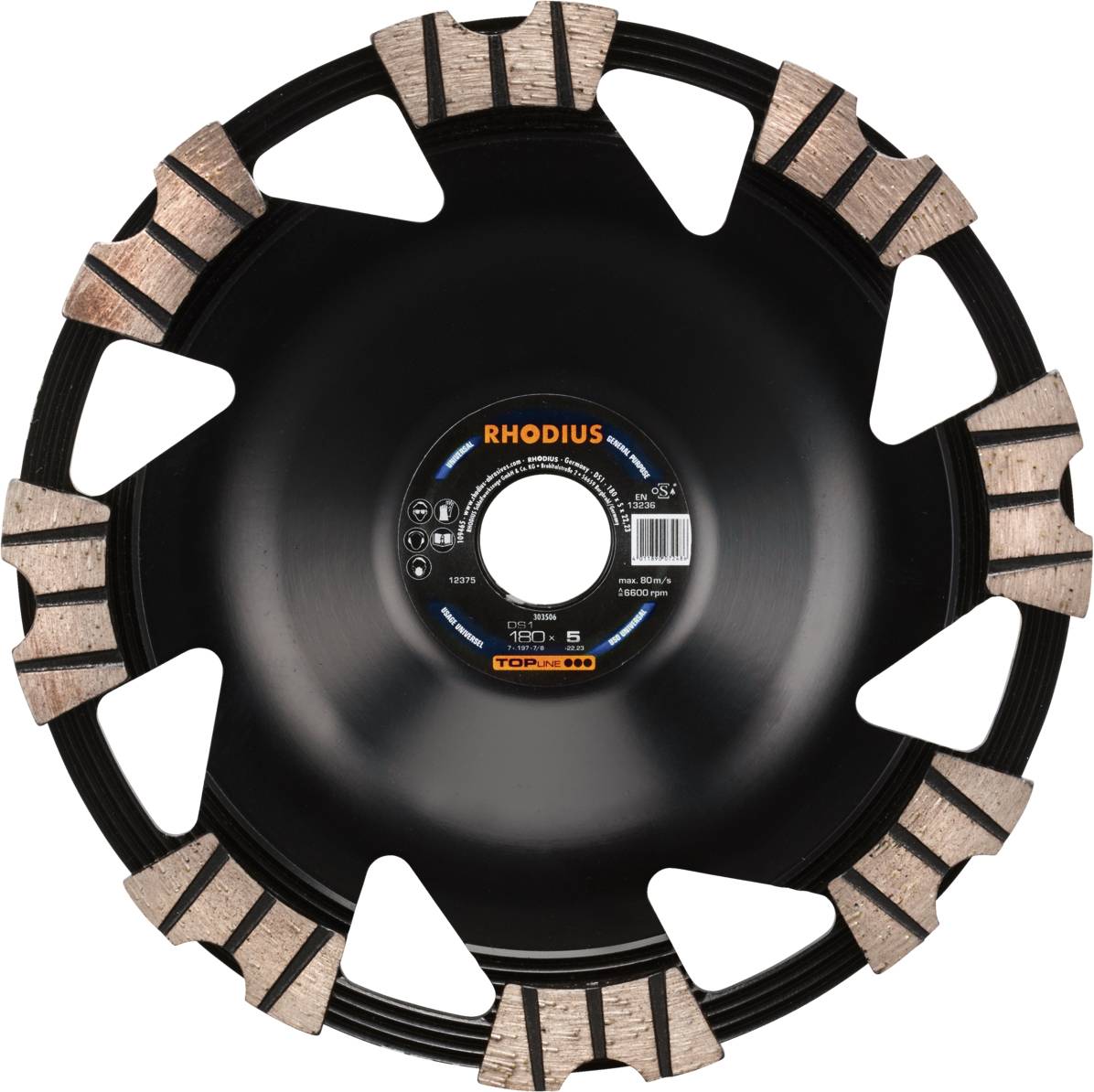 'Tarcza tnąca RHODIUS z wzmocnionymi zębami tnącymi do wydajnego cięcia.'