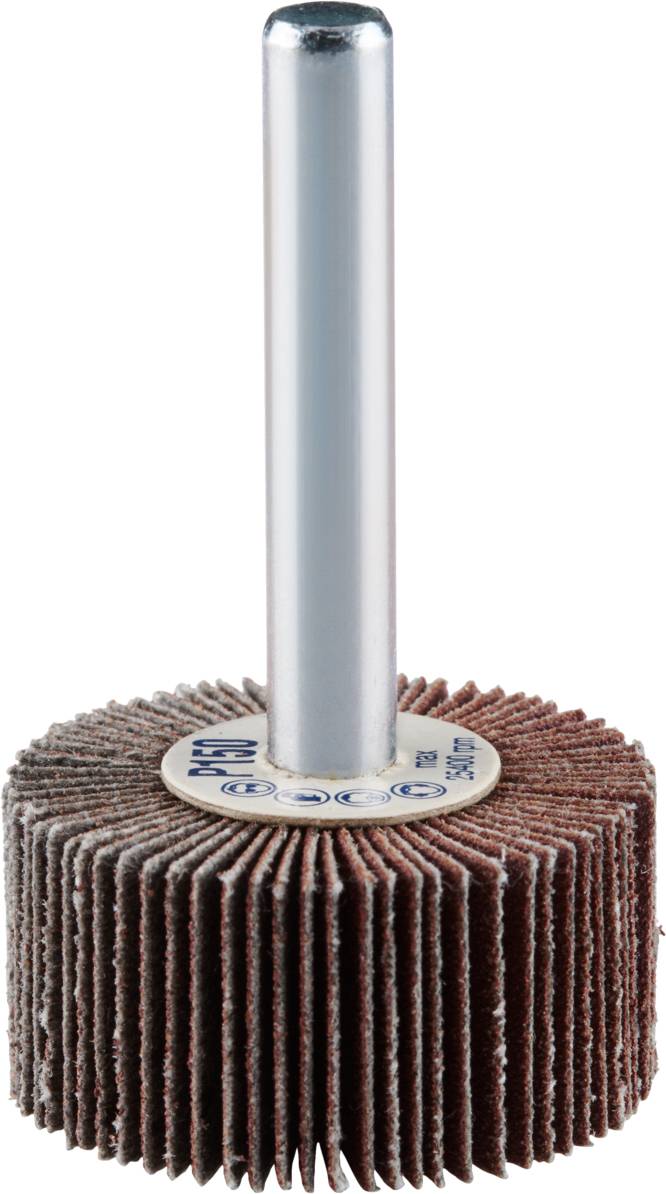 Uchwyt lamelkowy ze stalowym trzpieniem, używany do polerowania i szlifowania powierzchni.