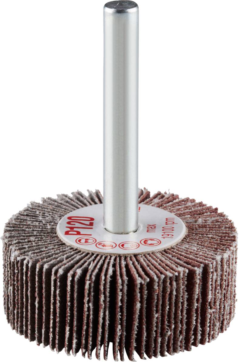 Tarcza lamelkowa z trzonkiem metalowym. Składa się z wielu lamelек ułożonych promieniście wokół osi, przeznaczona do polerowania.