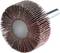Tarcza lamelkowa z metalowym trzpieniem, stosowana do obróbki powierzchni i polerowania materiałów.