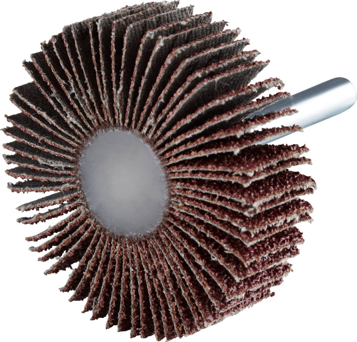 Nakładka szlifierska składająca się z wielu warstw grubego papieru ściernego, zamontowana na metalowym trzpieniu. Idealna do precyzyjnych prac szlifierskich.