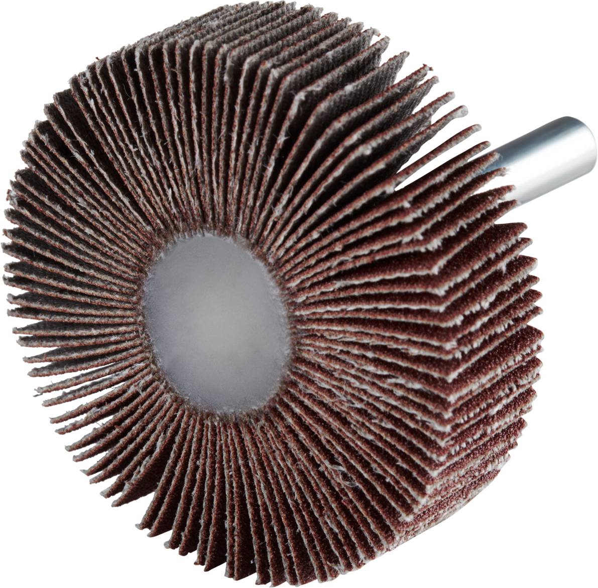 Tarczowy dysk lamelkowy z łopatkami ścierającymi ułożonymi promieniowo i metalowym trzpieniem. Stosowany do obróbki powierzchni i polerowania.