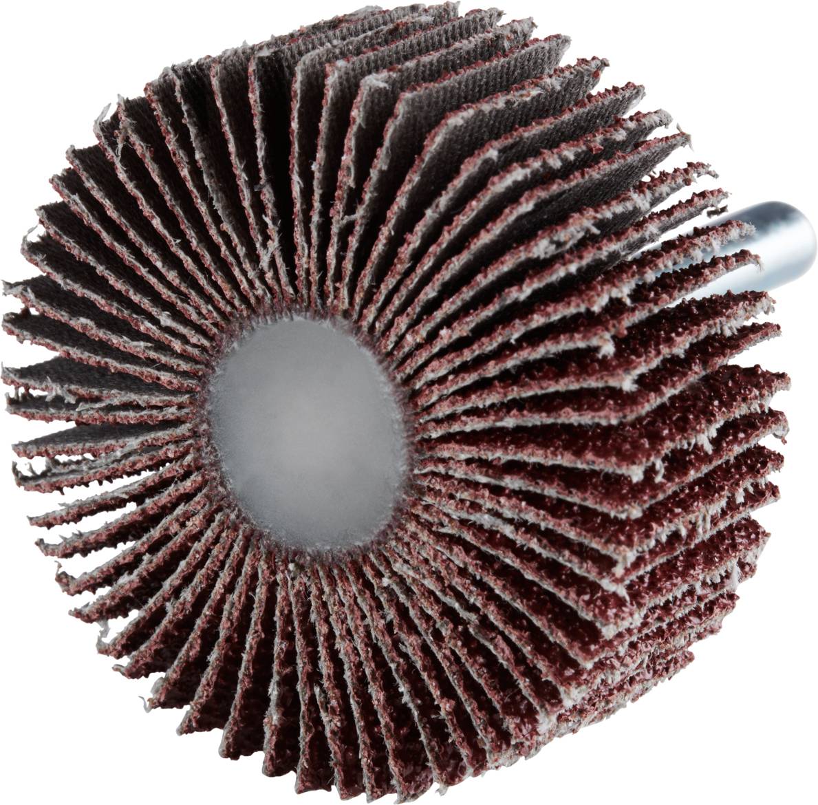 Nasadka szlifierska w kształcie koła z wieloma lamellami w odcieniach czerwonobrązowych, ułożonymi promieniście wokół rdzenia. Używana do wygładzania i polerowania powierzchni.
