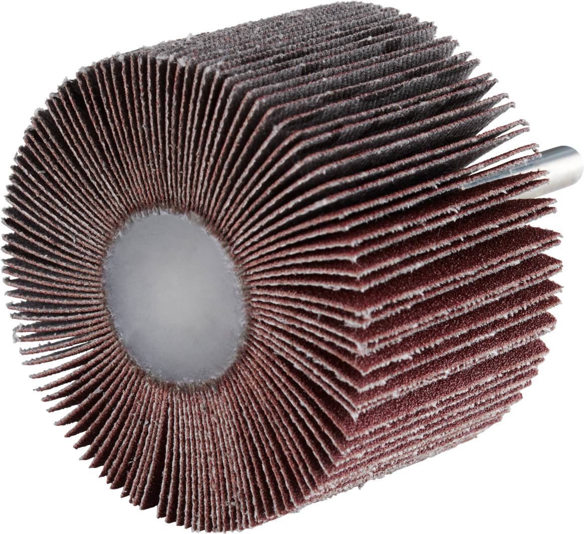 Walec szlifierski z promieniowo rozmieszczonymi listwami z papieru ściernego, używany do wygładzania i polerowania materiałów.