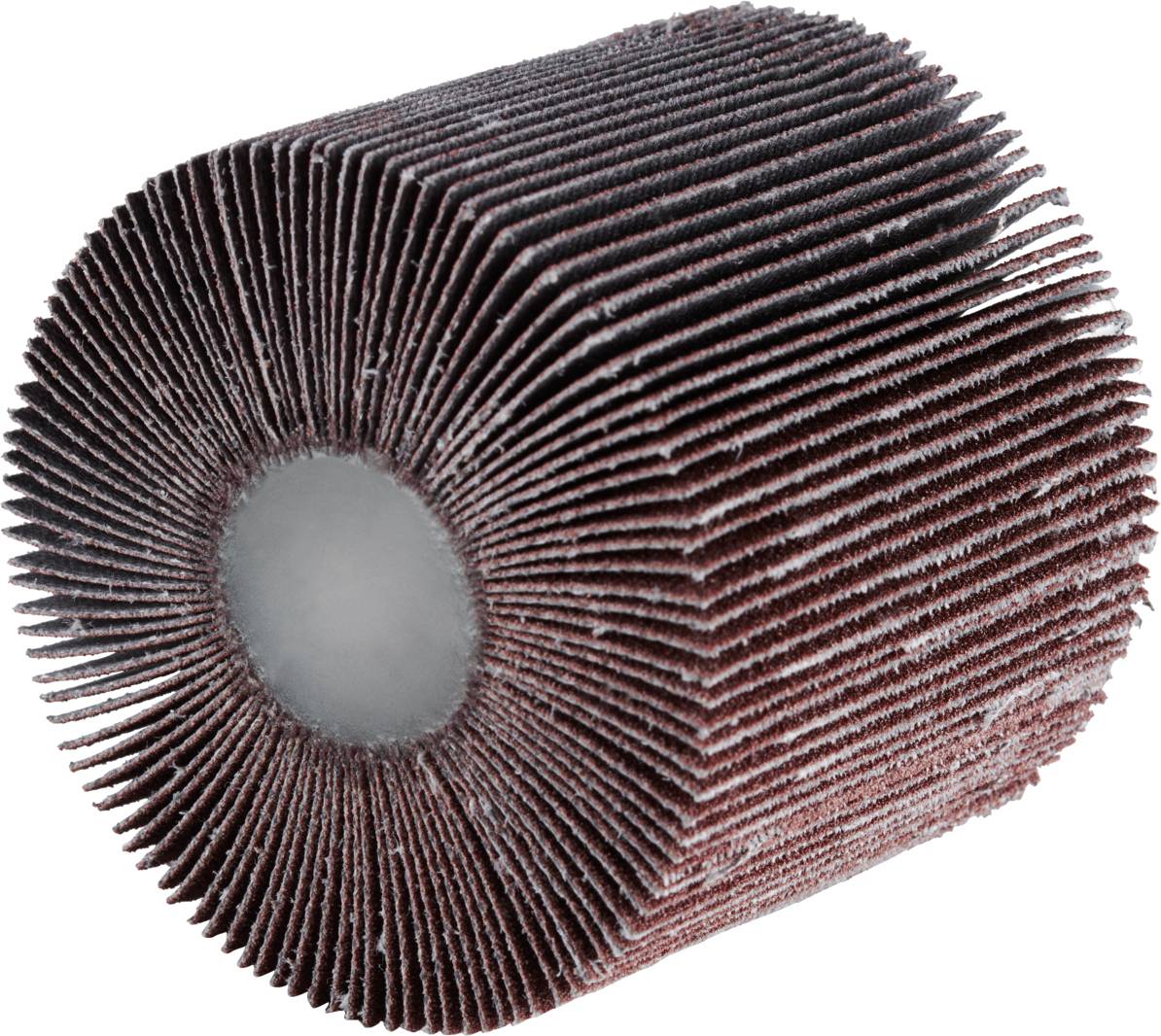 Cylindryczna tarcza szlifierska z promieniowymi listwami z papieru ściernego, stosowana do obróbki metali i wygładzania powierzchni.