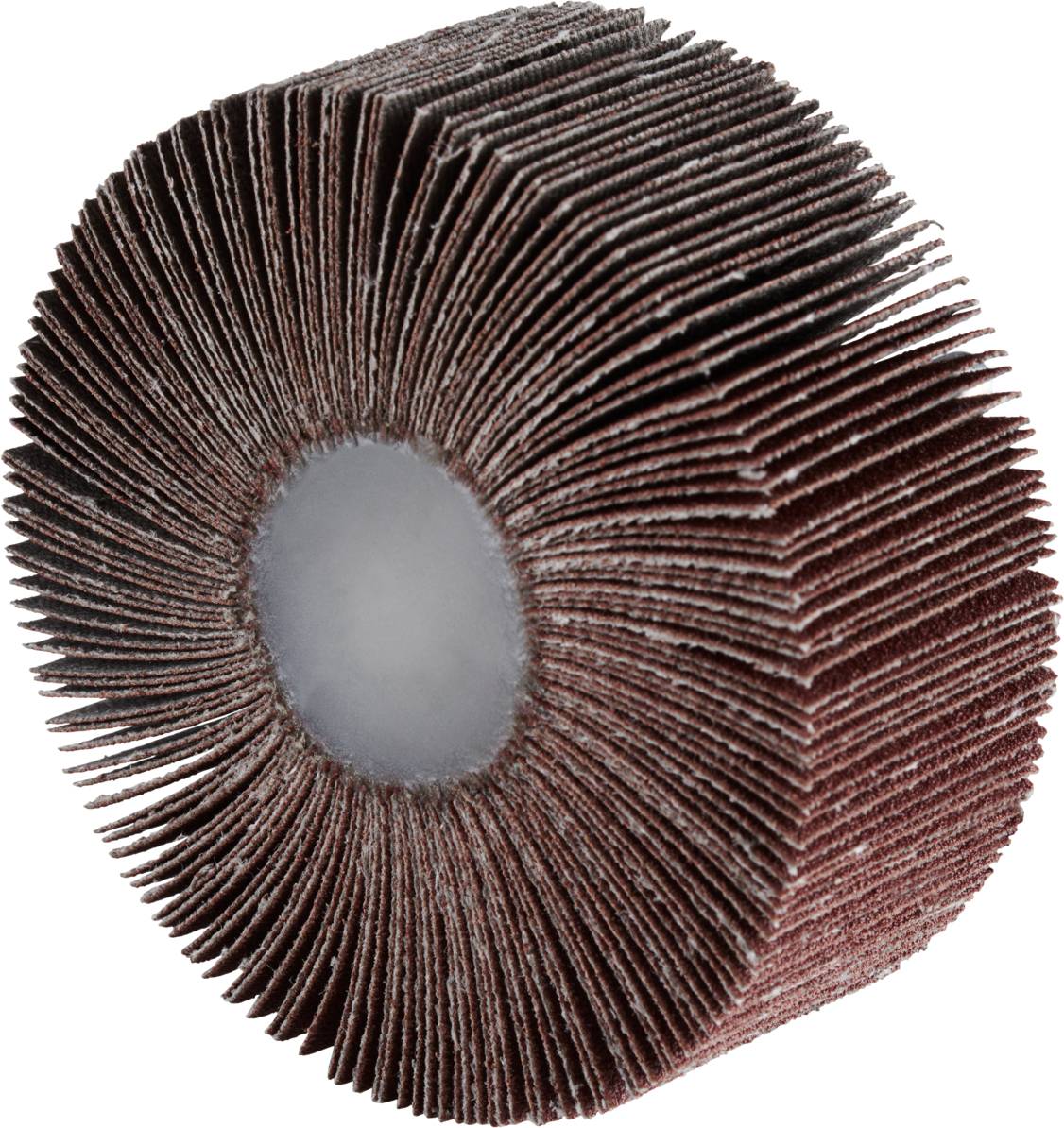 Okrągłe narzędzie ścierne z wieloma promieniowo rozmieszczonymi, wachlarzowato ułożonymi płatkami ściernymi.