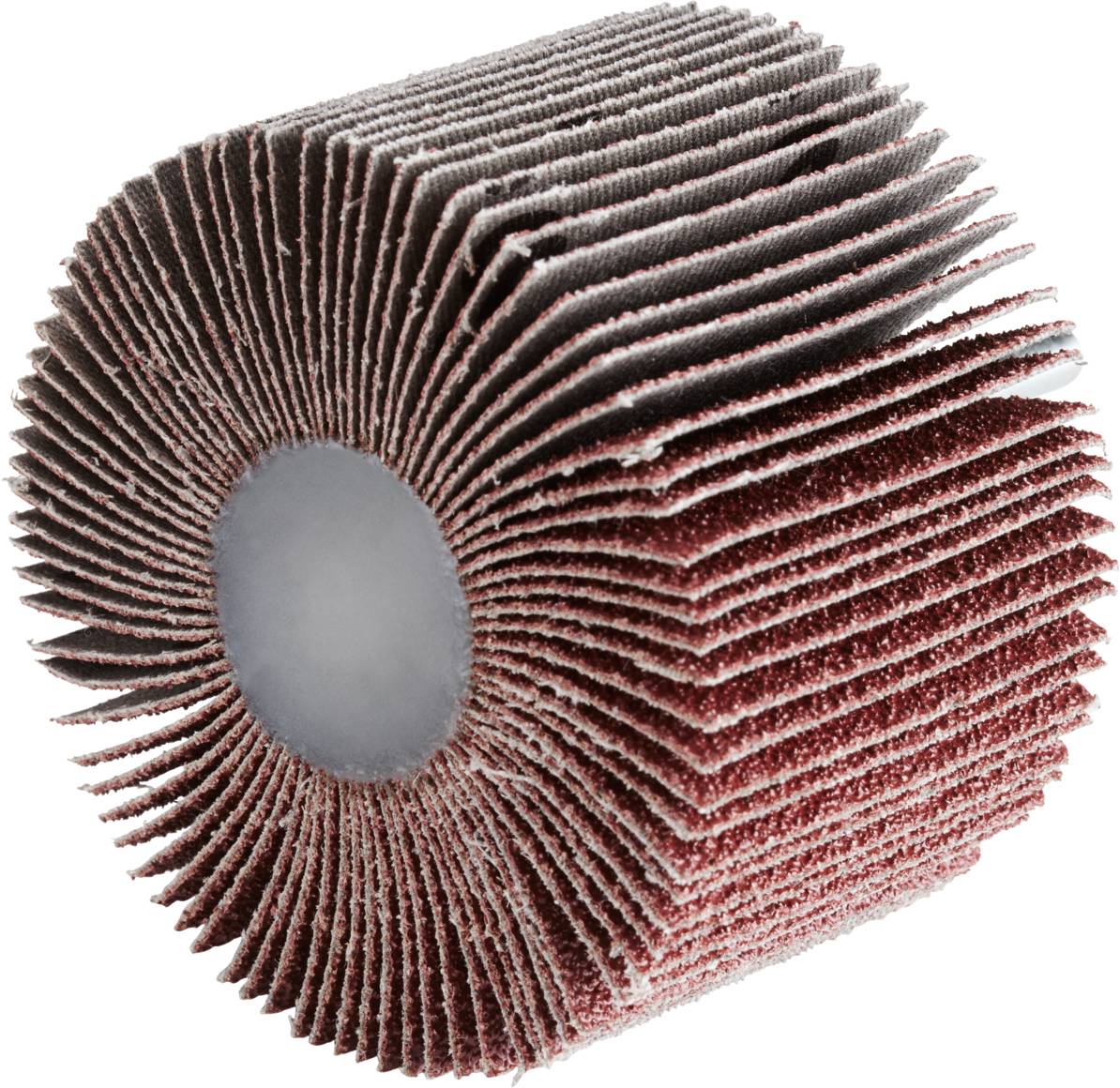 Nakładka szlifierska z papieru ściernego, w kształcie cylindrycznym z rozmieszczeniem lameli, odpowiednia do obróbki powierzchni i polerowania.