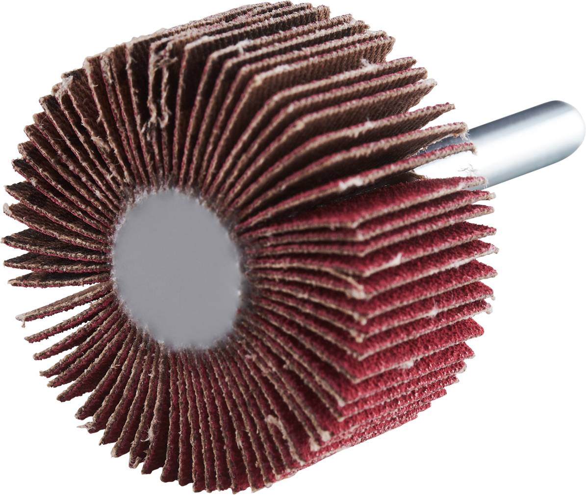 Mop szlifierski z okrągłymi, czerwonymi arkuszami ściernymi i metalowym uchwytem.